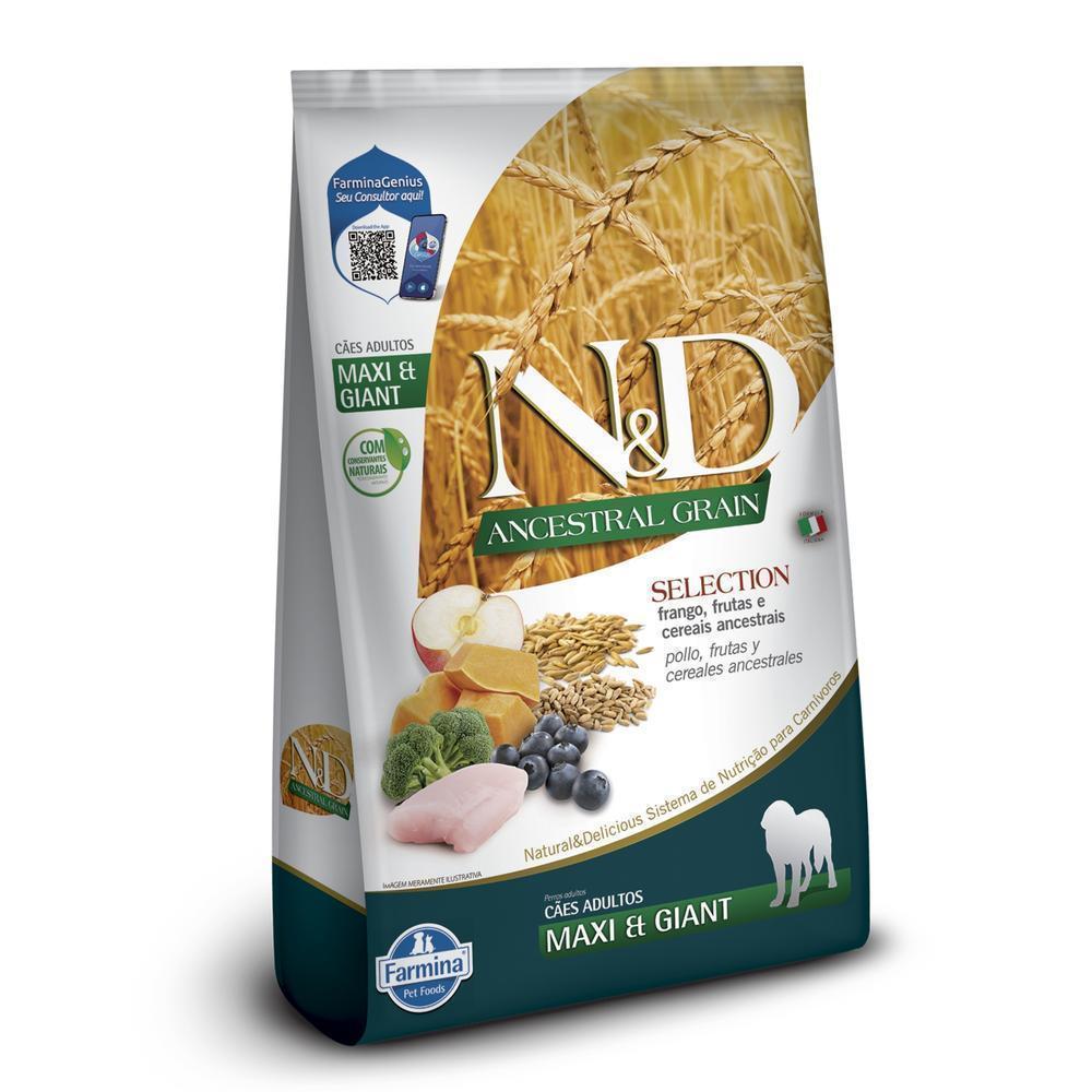 N&D Ancestral Selection para Cães Adultos de Raças Grandes e Gigantes Sabor Frango, Frutas e Cereais Ancestrais 15Kg