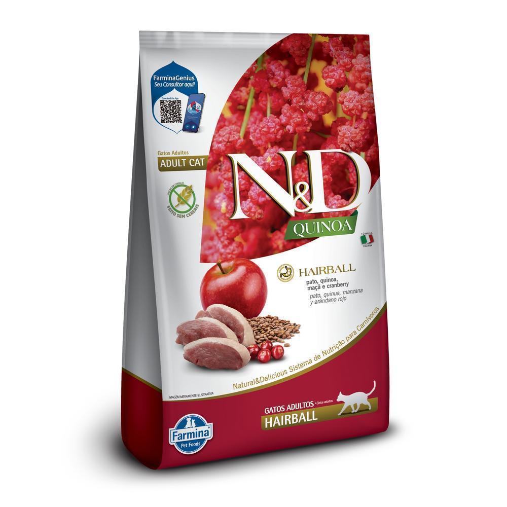 N&D Quinoa Hairball para Gatos Adultos de Todas as Raças Sabor Pato 1,5Kg