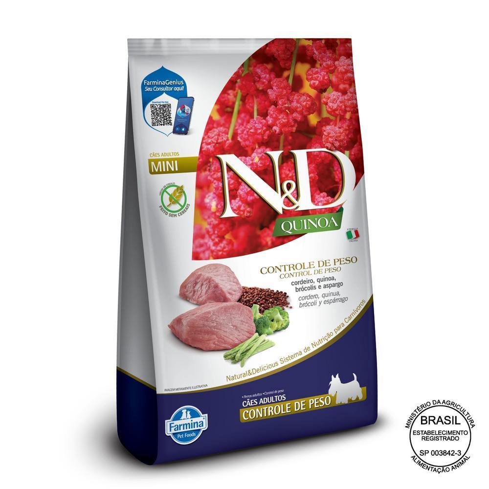 N&D Quinoa Controle de Peso para Cães Adultos de Raças Mini e Pequenas Sabor Cordeiro 2,5Kg