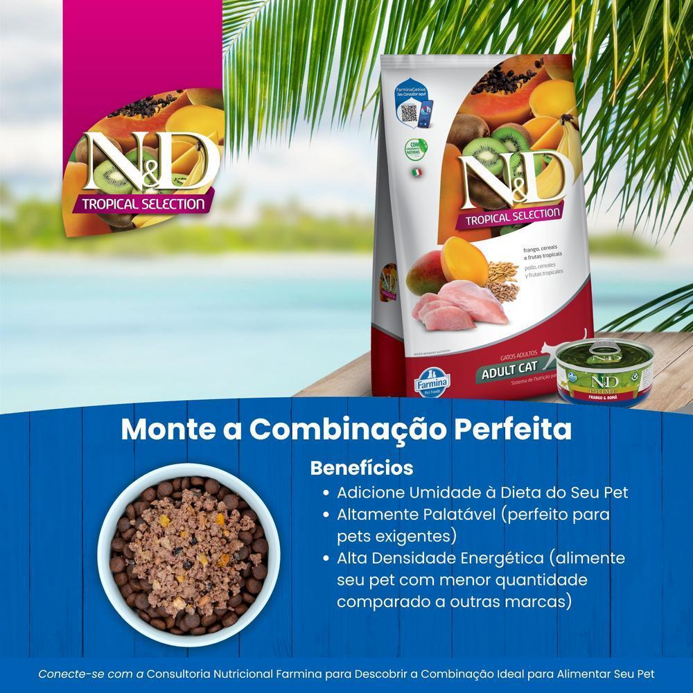 N&D Tropical para Gatos Adultos de Todas as Raças Sabor Frango, Cereais e Frutas Tropicais 400g