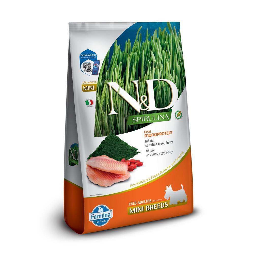N&D Spirulina para Cães Adultos de Raças Mini e Pequenas Sabor Tilápia, Spirulina e Goji Berry 2Kg