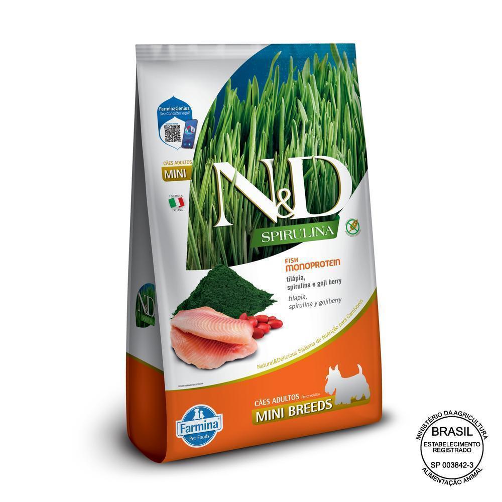 N&D Spirulina para Cães Adultos de Raças Mini e Pequenas Sabor Tilápia, Spirulina e Goji Berry 2Kg