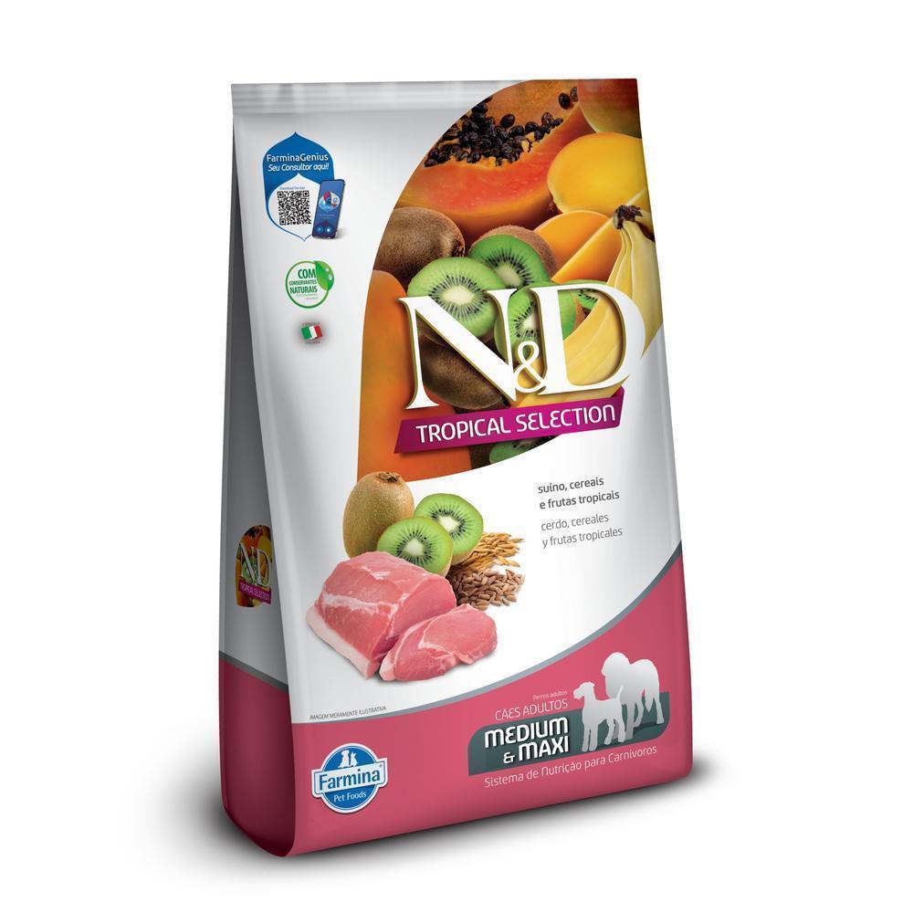 N&D Tropical para Cães Adultos de Raças Médias e Grandes Sabor Suíno, Cereais e Frutas Tropicais 2,5Kg