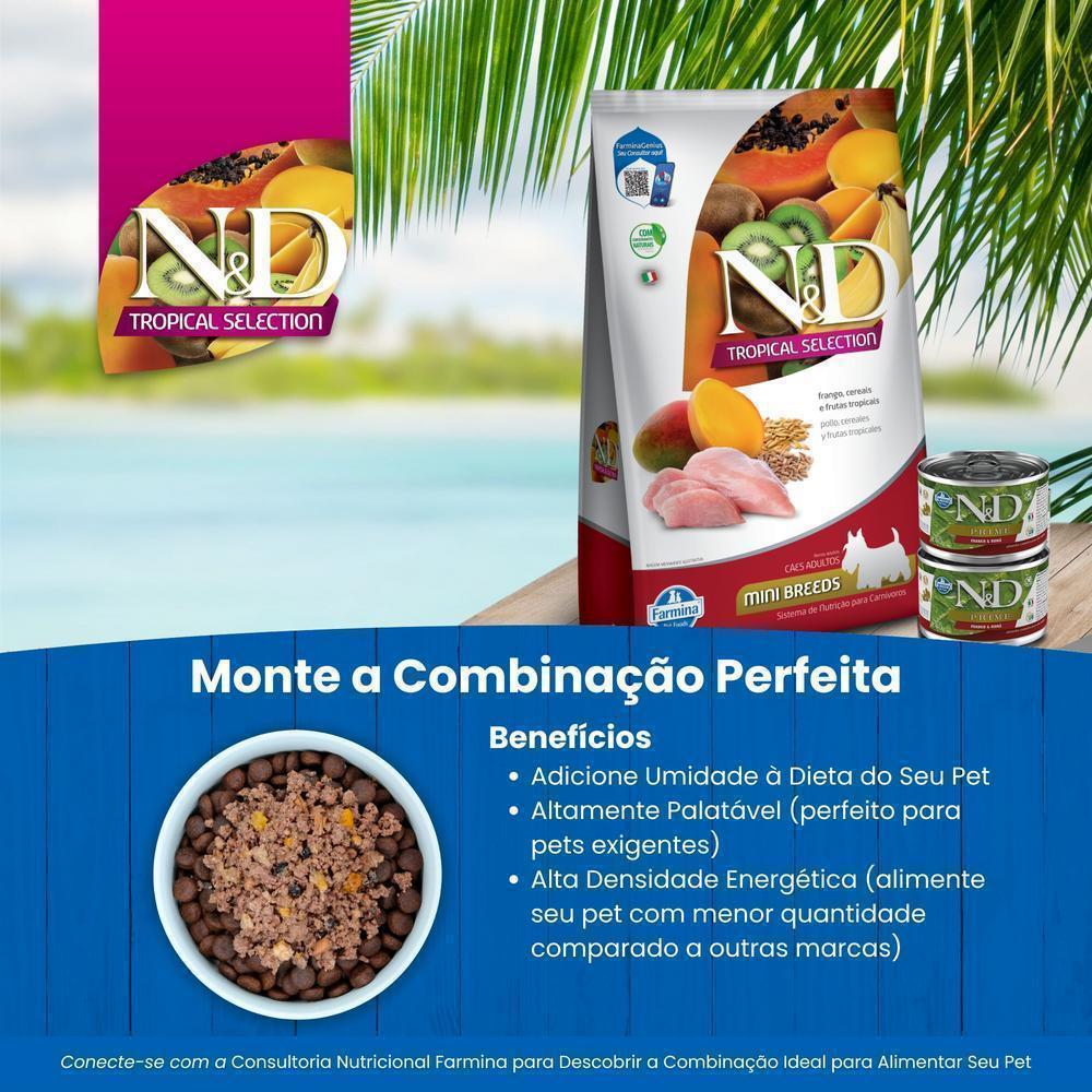 N&D Tropical para Cães Adultos de Raças Mini e Pequenas Sabor Frango, Cereais e Frutas Tropicais 2 Kg