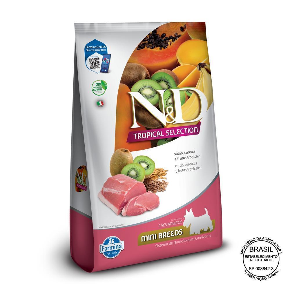 N&D Tropical para Cães Adultos de Raças Mini e Pequenas Sabor Suíno, Cereais e Frutas Tropicais 2,5Kg