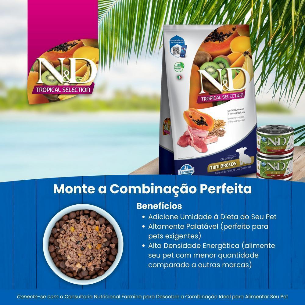 N&D Tropical para Cães Filhotes de Raças Mini e Pequenas Sabor Cordeiro, Cereais e Frutas Tropicais 2,5Kg