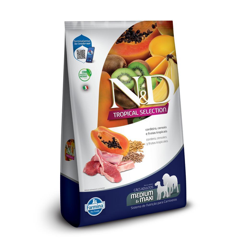 N&D Tropical para Cães Adultos de Raças Médias e Grandes Sabor Cordeiro, Cereais e Frutas Tropicais 10,1Kg