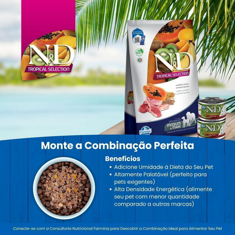 N&D Tropical para Cães Adultos de Raças Médias e Grandes Sabor Cordeiro, Cereais e Frutas Tropicais 10,1Kg