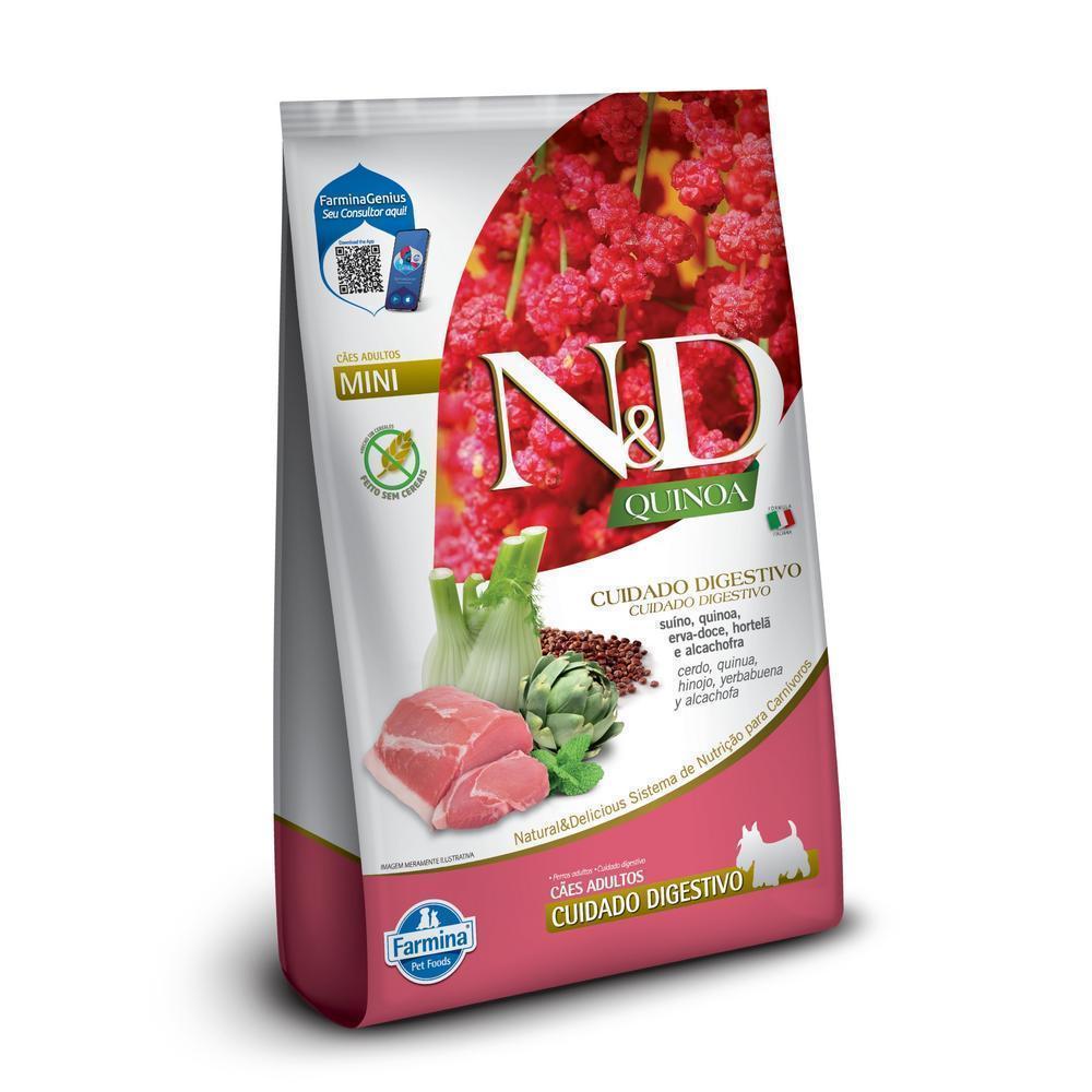 N&D Quinoa Cuidado Digestivo para Cães Adultos de Raças Mini e Pequenas Sabor Suíno 2,5Kg