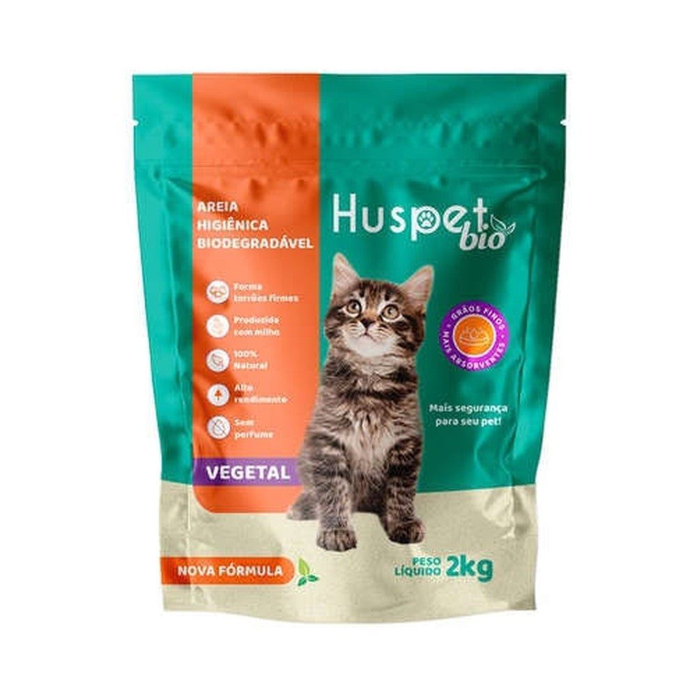 Areia Higiênica Huspet Bio Vegetal 2Kg