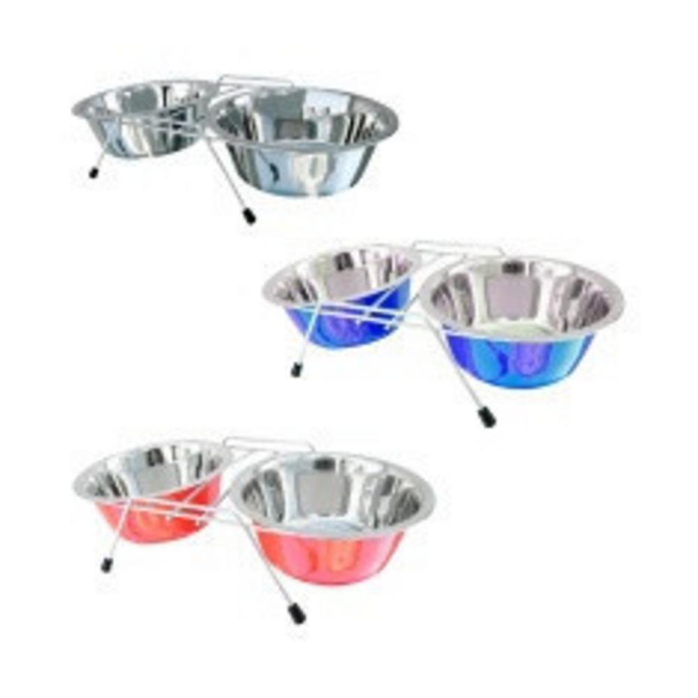 Comedouro American Pets Duplo com Base para Cães - Cores Sortidas