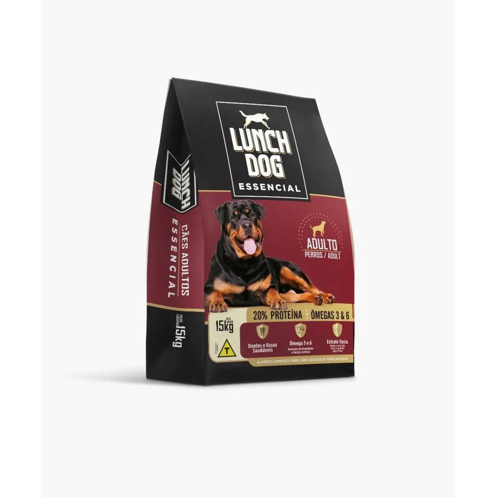 Ração Lunch Dog Essencial Cães Adultos Carne e Arroz 15kg