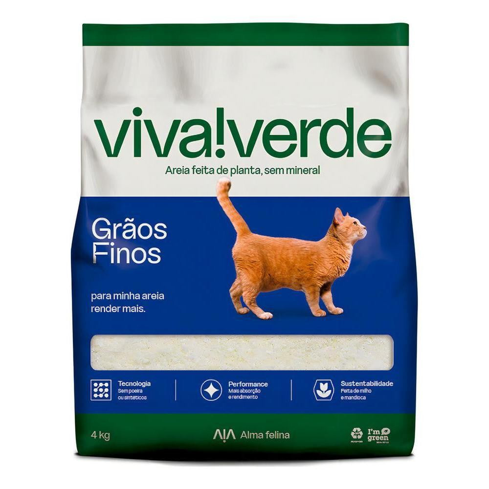 Areia Higiênica Viva Verde Grãos Finos Biodegradável 4kg