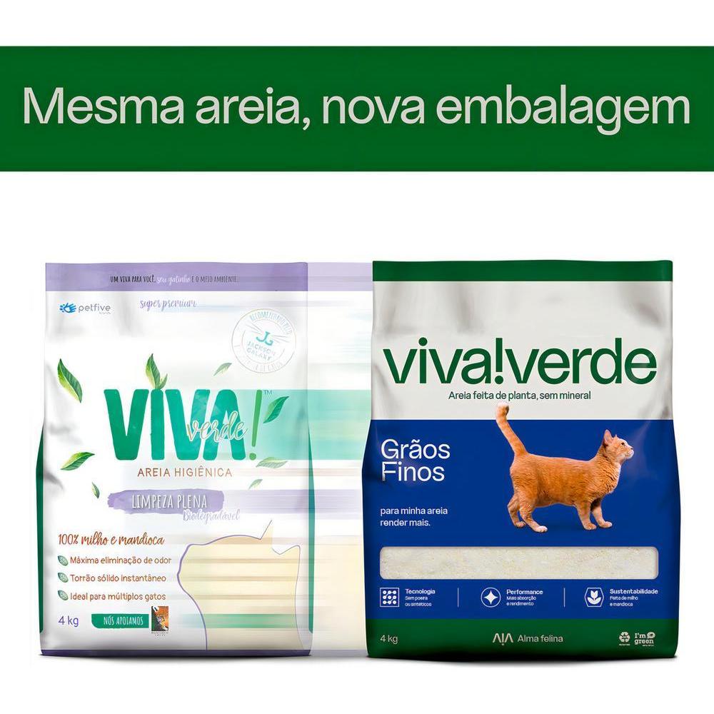 Areia Higiênica Viva Verde Grãos Finos Biodegradável 4kg