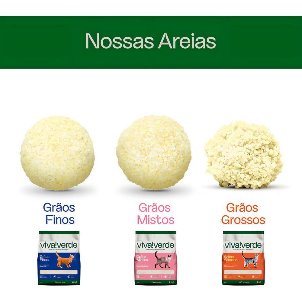 Areia Higiênica Viva Verde Grãos Finos Biodegradável 4kg