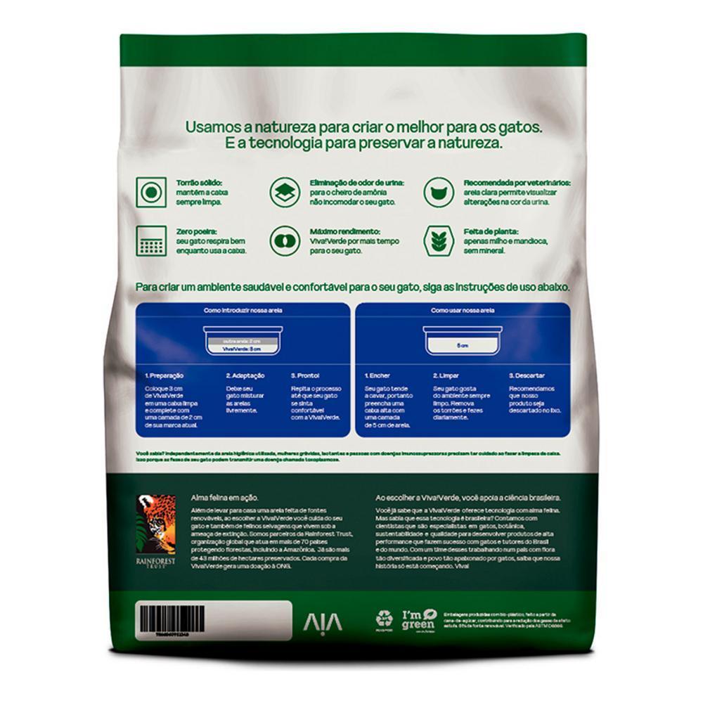 Areia Higiênica Viva Verde Grãos Finos Biodegradável 4kg