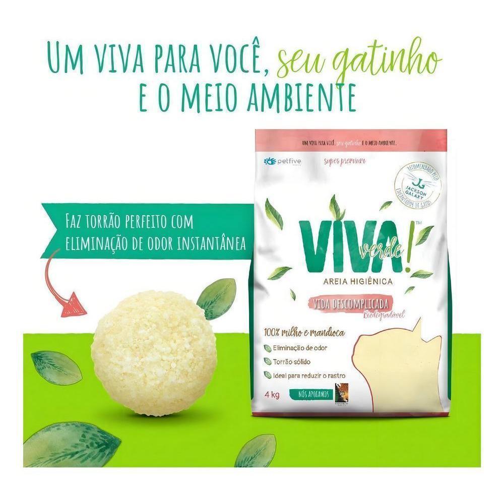 Areia Higiênica Viva Verde Grãos Mistos para Gatos 4KG