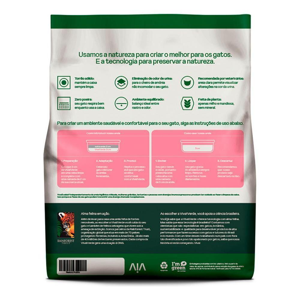 Areia Higiênica Viva Verde Grãos Mistos para Gatos 4KG