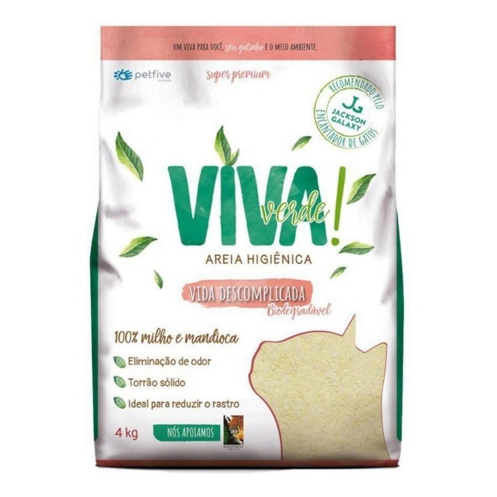 Areia Higiênica Viva Verde Grãos Mistos para Gatos 4KG