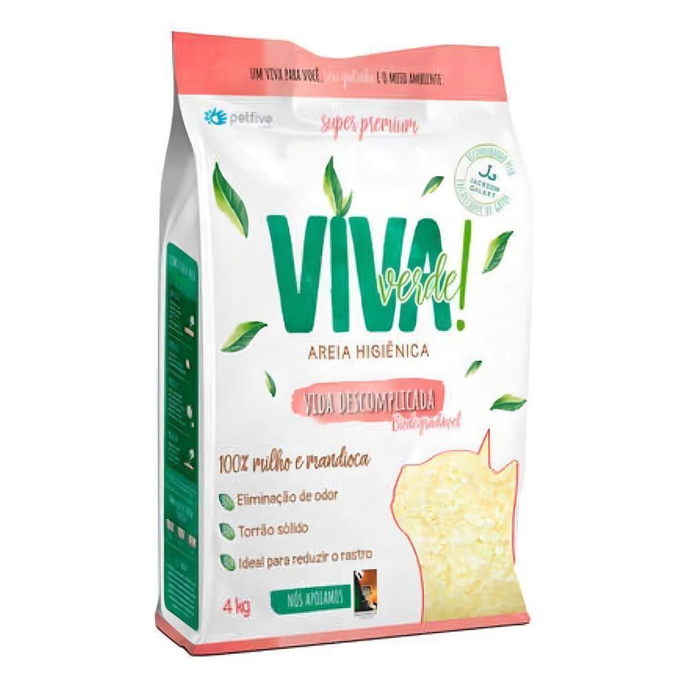 Areia Higiênica Viva Verde Grãos Mistos para Gatos 4KG