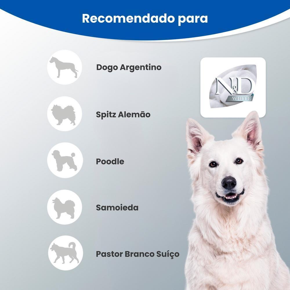 N&D White para Cães Filhotes de Raças Médias e Grandes Sabor Merluza, Spirulina e Erva Doce 7Kg