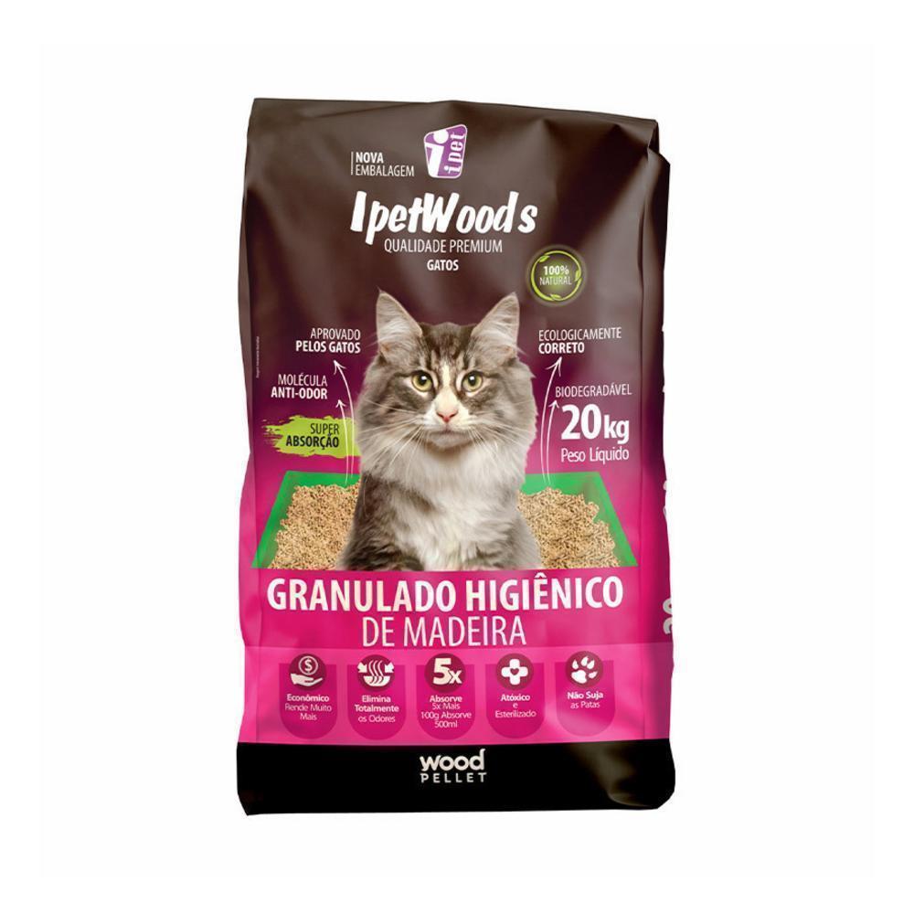 Granulado Higiênico de Madeira para Gatos Ipet Woods 20kg