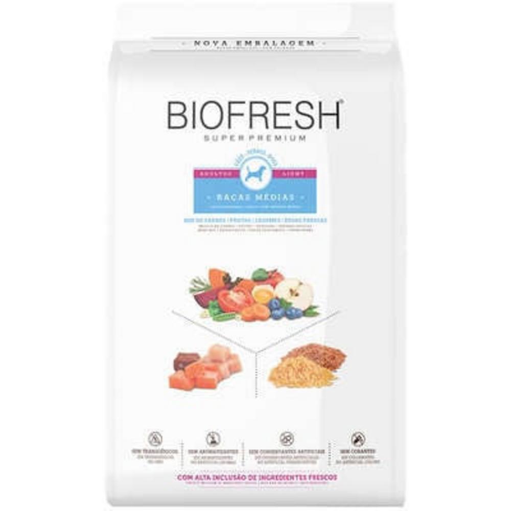 Ração Seca Biofresh Mix de Carne, Frutas, Legumes e Ervas Frescas Light Cães de Raças Médias - 10,1Kg