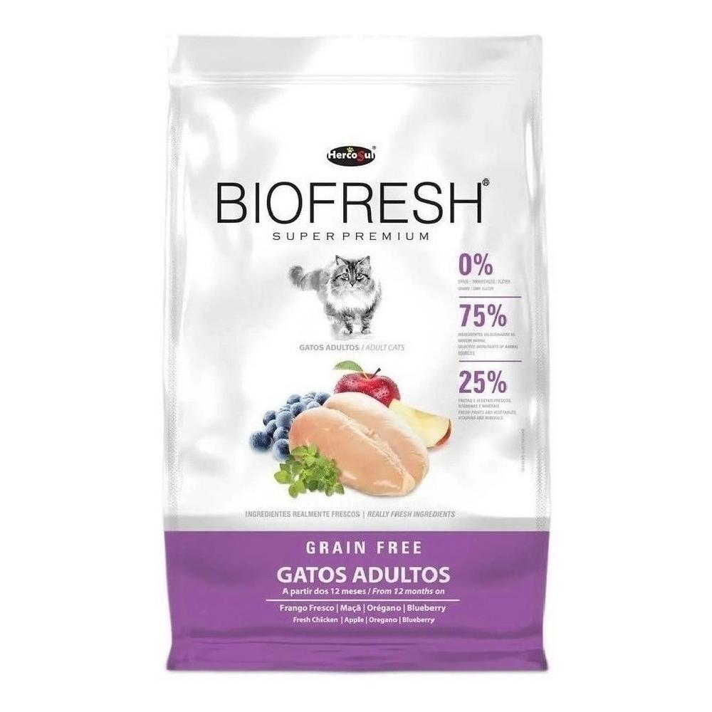 Ração Seca Biofresh Para Gatos Adultos Sabor Frango Frasco, Maçãs, Orégano e Blueberry 1.5Kg