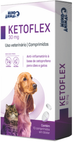 Anti-inflamatório Ketoflex para Cães e Gatos 30mg - 10 comprimidos