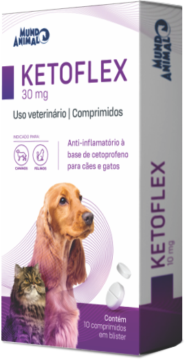 Anti-inflamatório Ketoflex para Cães e Gatos 30mg - 10 comprimidos