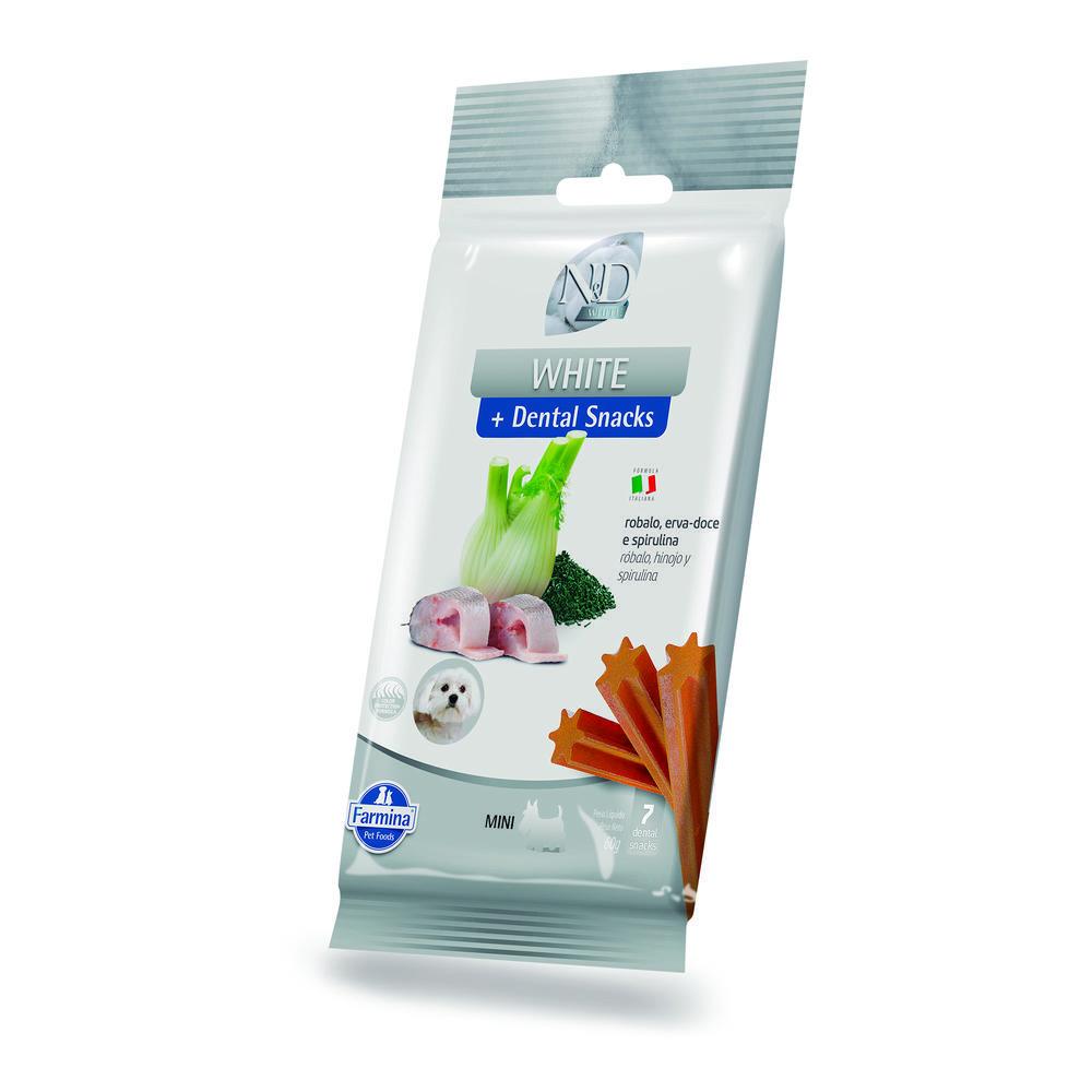 Petisco Dental N&D White para Cães de Raças Mini e Pequenas Sabor Robalo, Erva-doce e Spirulina 60g