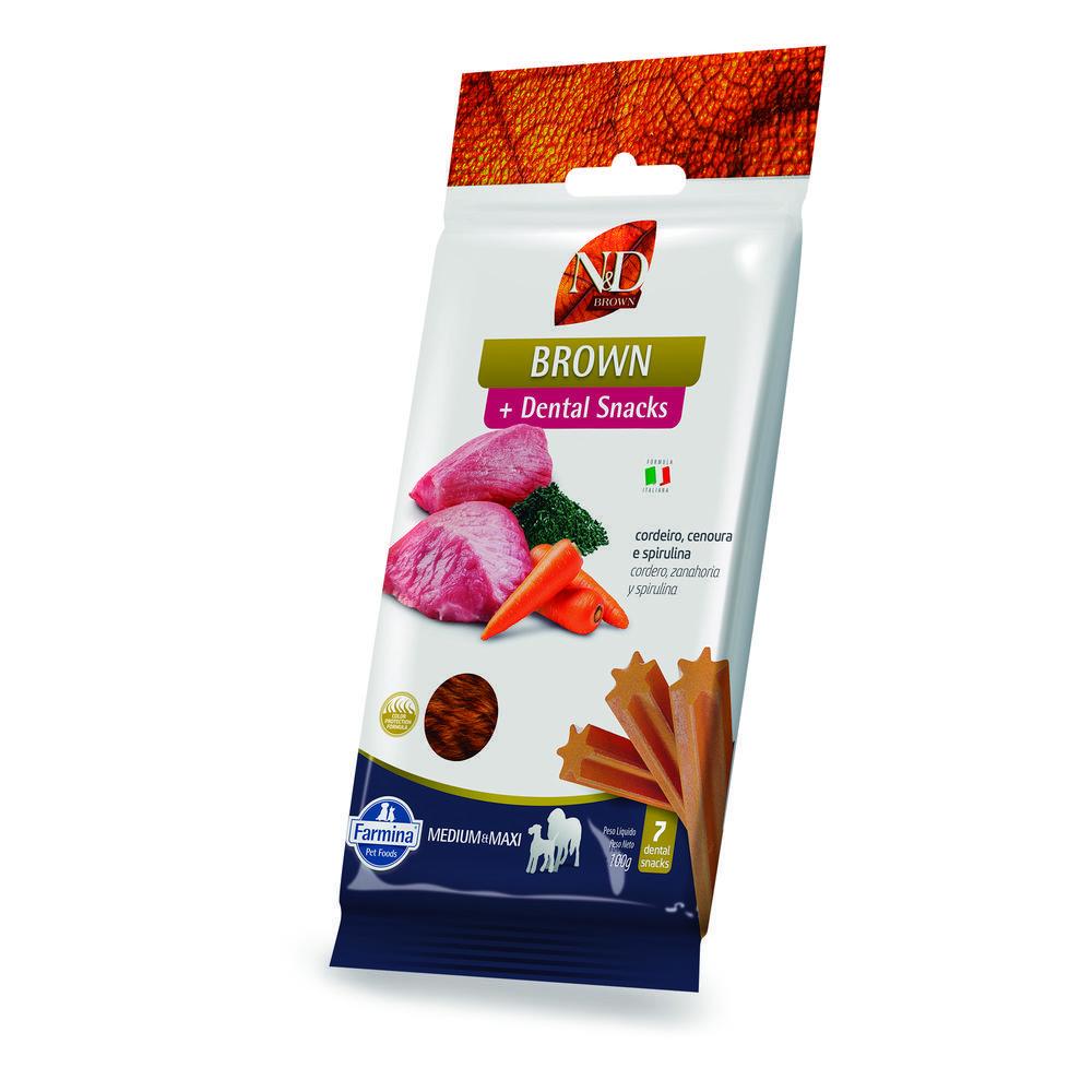 Petisco Dental N&D Brown para Cães de Raças Médias e Grandes Sabor Cordeiro, Cenoura e Spirulina 100g