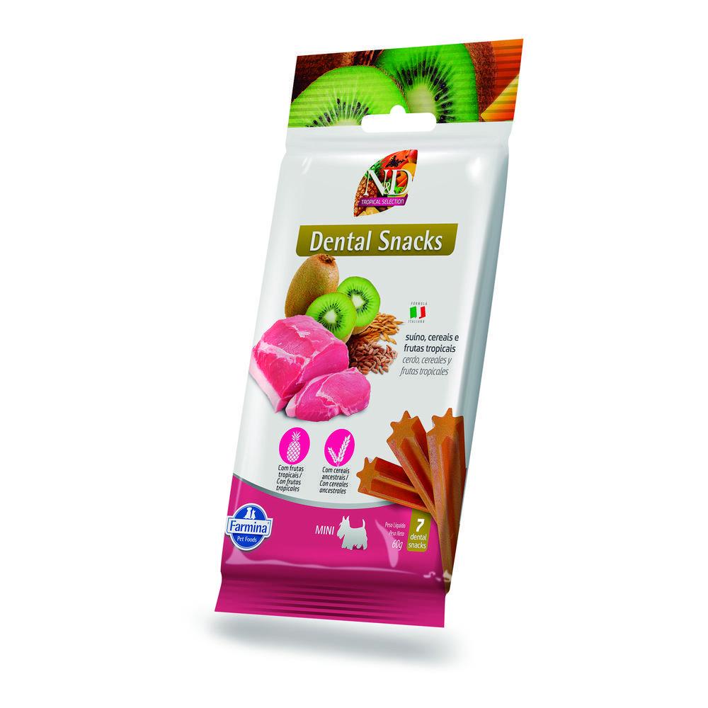 Petisco Dental N&D Tropical para Cães de Raças Mini e Pequenas Sabor Suíno, Cereais e Frutas Tropicais 60g