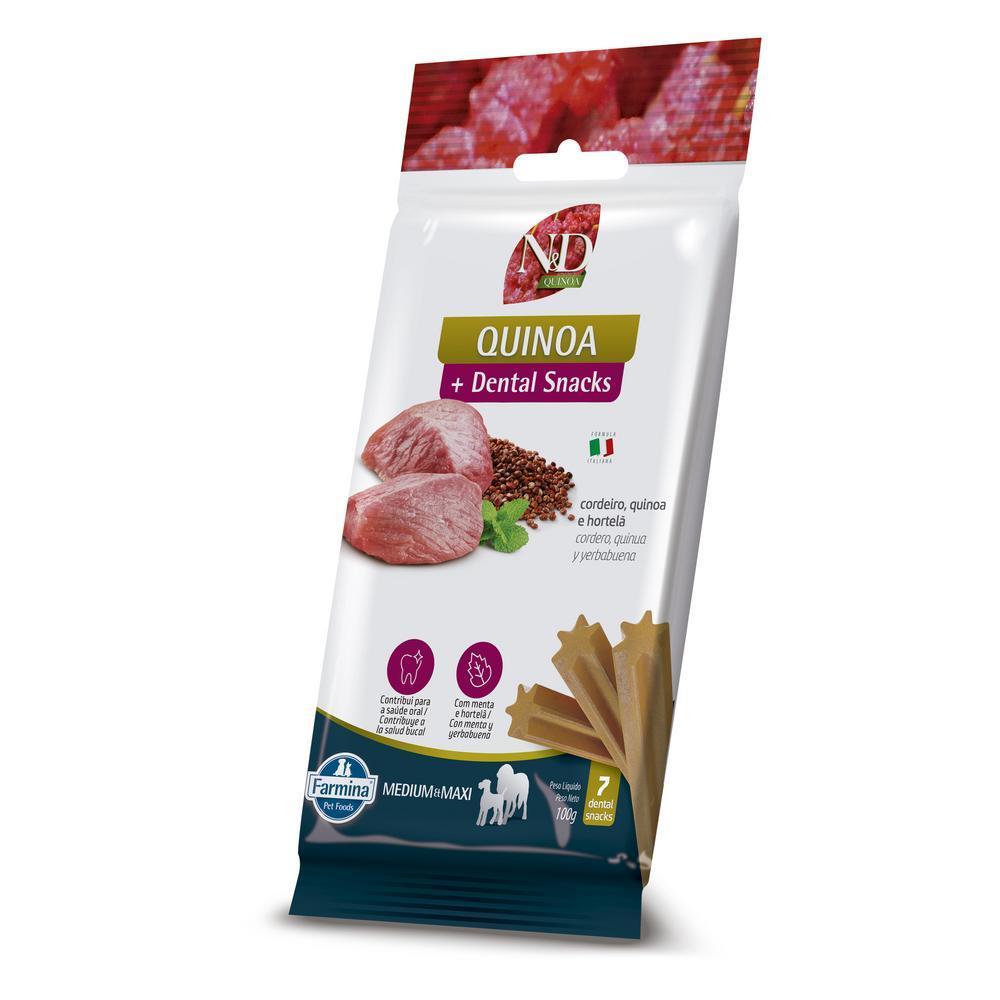 Petisco Dental N&D Quinoa Hálito Fresco para Cães de Raças Médias e Grandes Sabor Cordeiro, Quinoa e Hortelã 100g