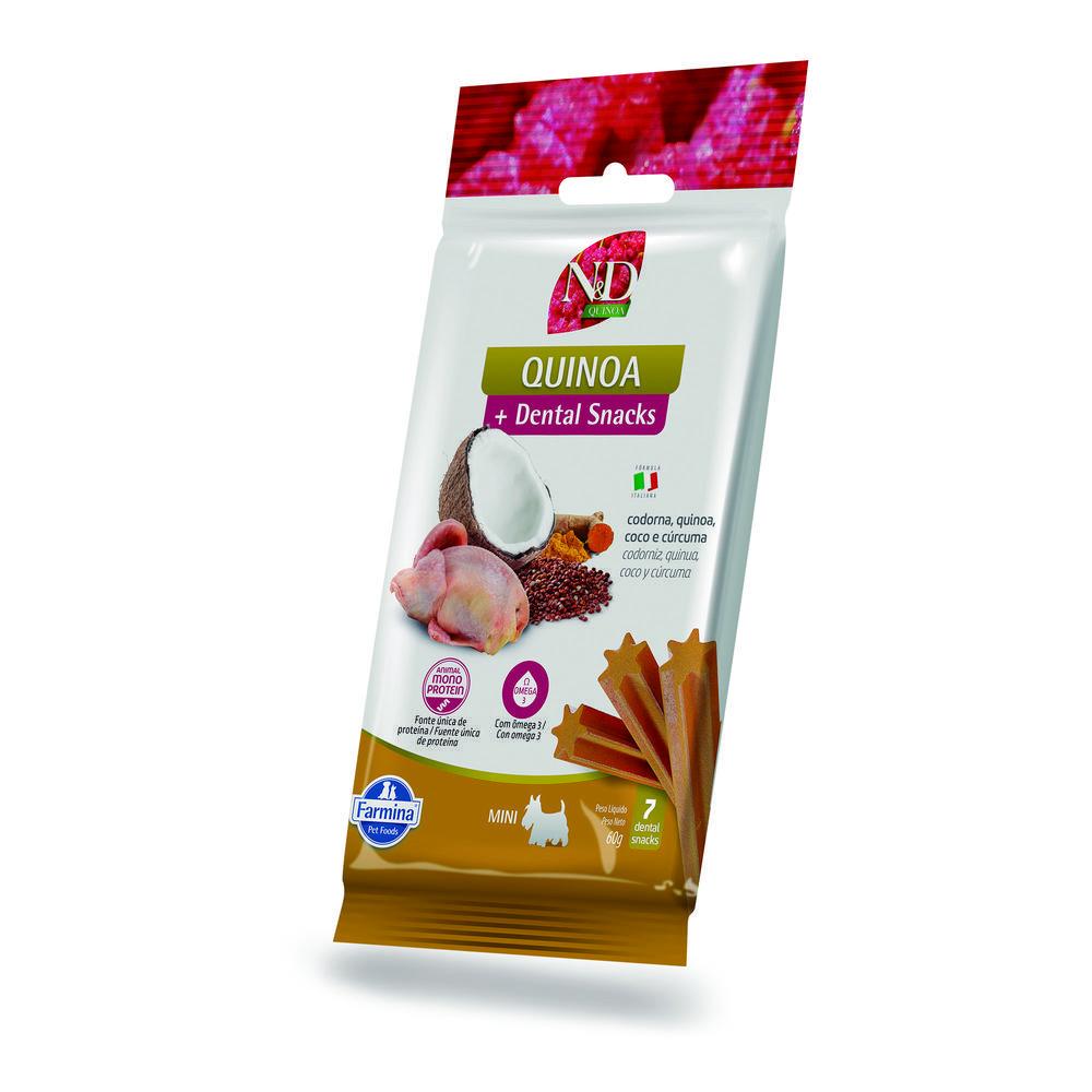 Petisco Dental N&D Quinoa para Cães de Raças Mini e Pequenas Sabor Codorna, Quinoa, Coco e Cúrcuma 60g