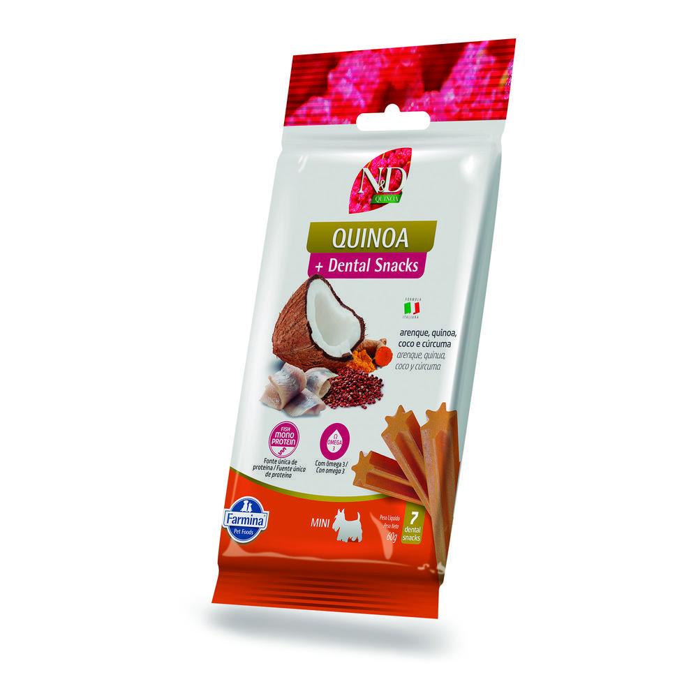 Petisco Dental N&D Quinoa para Cães de Raças Mini e Pequenas Sabor Arenque, Quinoa, Coco e Cúrcuma 60g