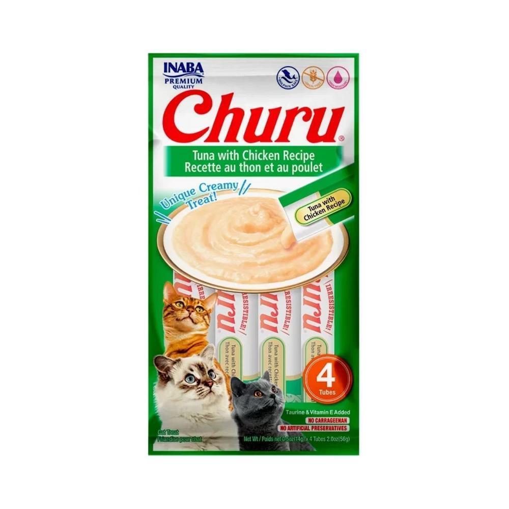 Purê Churu Atum com Galinha para Gatos 56g 3un