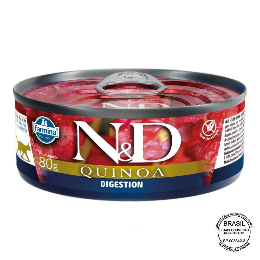 N&D Quinoa para Gatos Adultos de Todas as Raças Sabor Quinoa, Brocolis, Aspargos e Cordeiro 80g