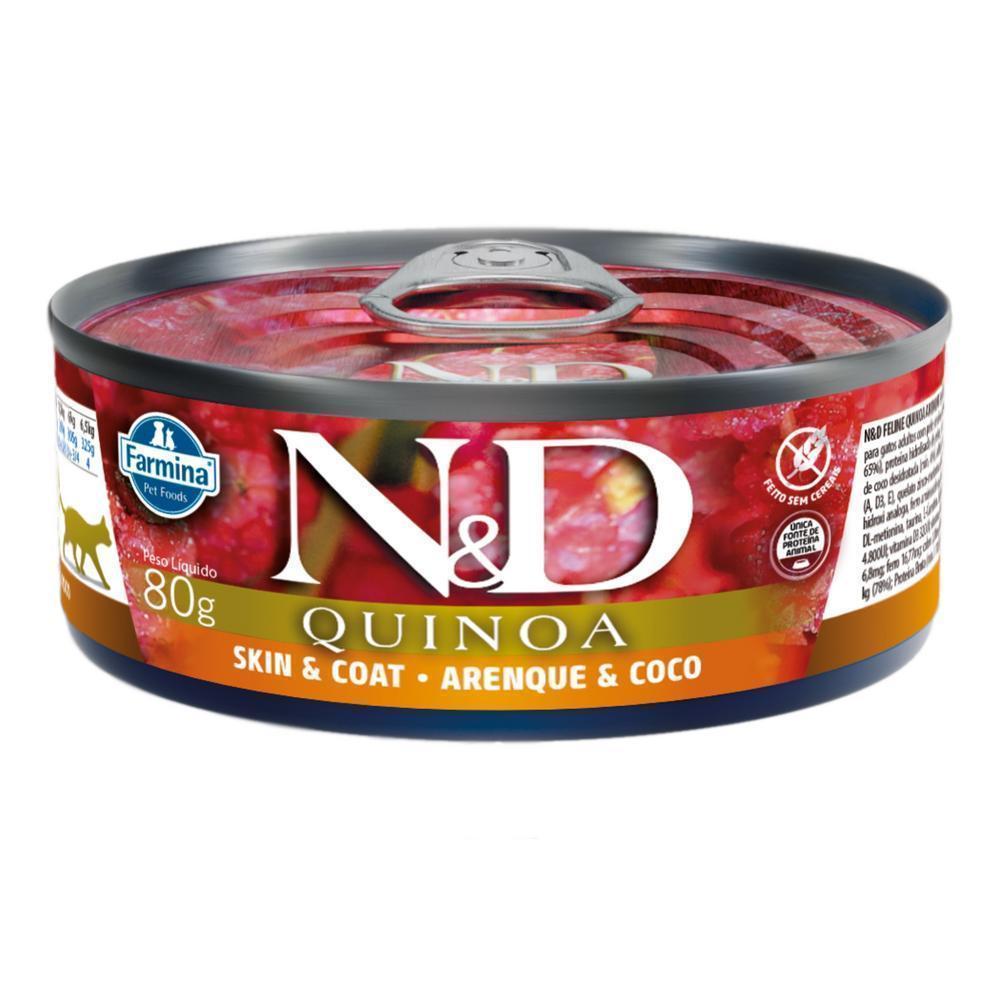 N&D Quinoa para Gatos Adultos de Todas as Raças Sabor Quinoa, Coco e Arenque 80g