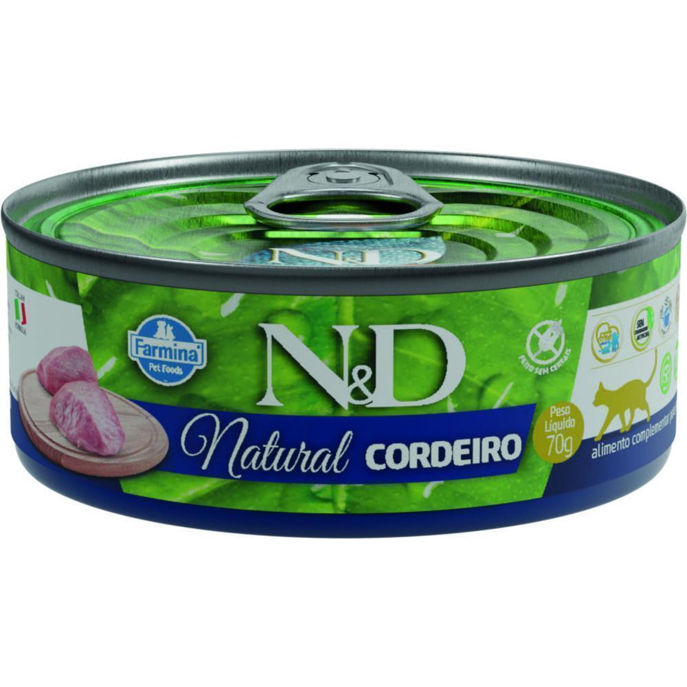 N&D Natural para Gatos de Todas as Raças Sabor Cordeiro e Blueberry 70g
