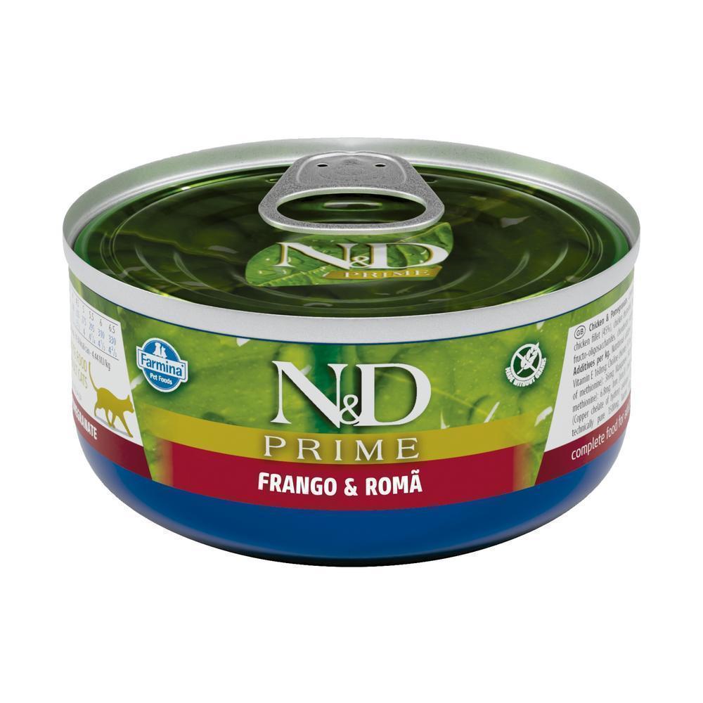 N&D Prime para Gatos Adultos de Todas as Raças Sabor Frango e Romã 70g