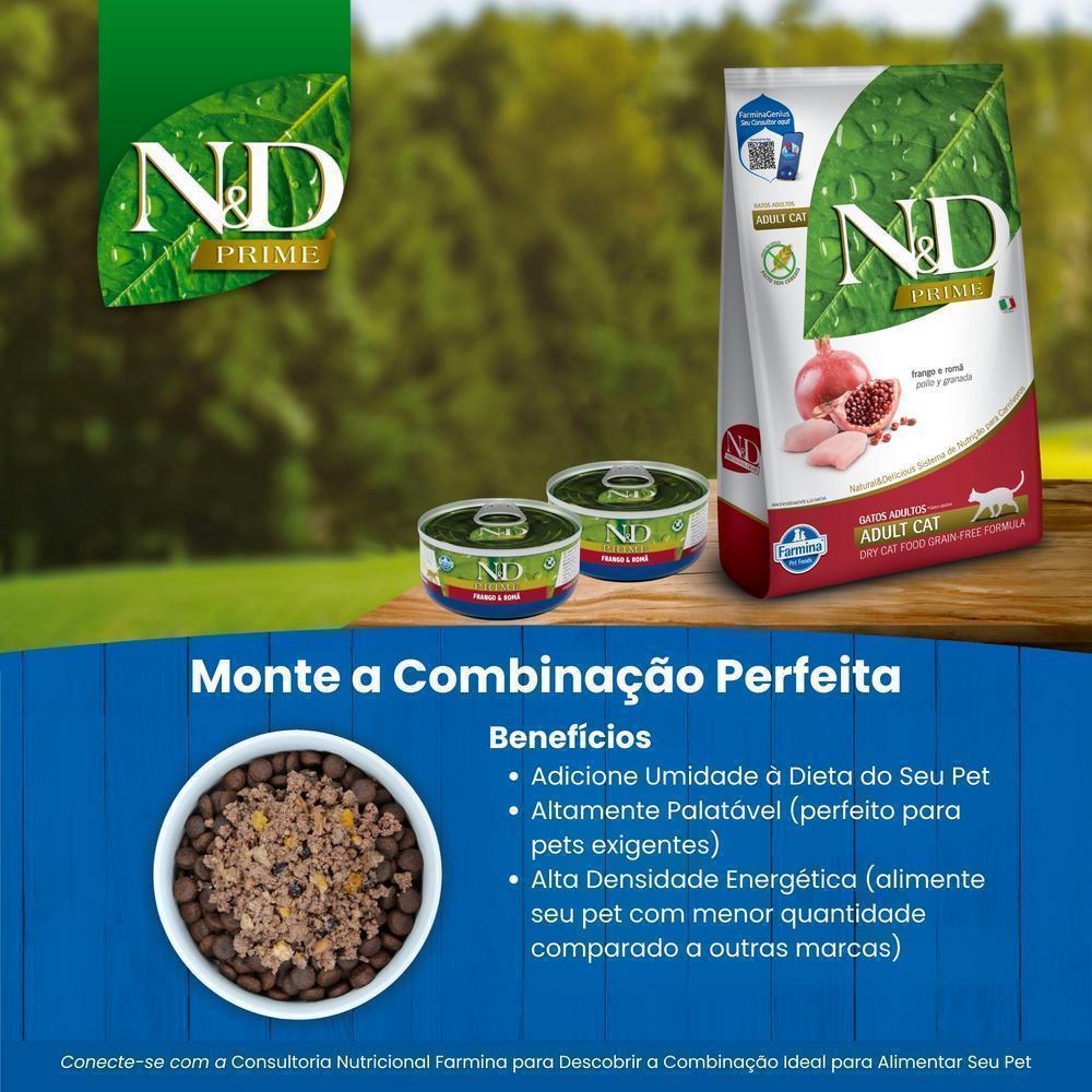 N&D Prime para Gatos Adultos de Todas as Raças Sabor Frango e Romã 70g
