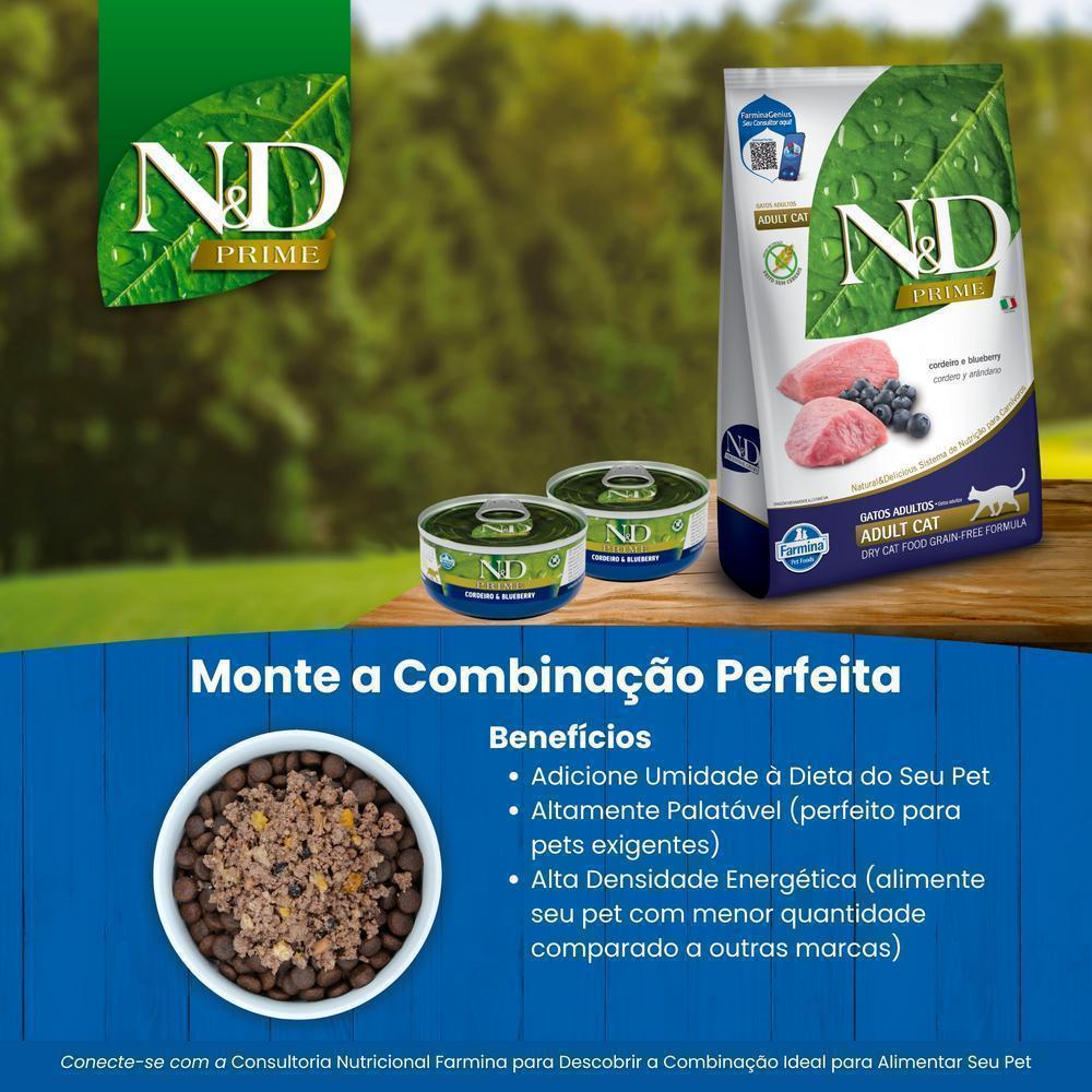 N&D Prime para Gatos de Todas as Raças Sabor Cordeiro e Blueberry 70g