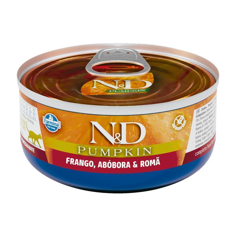 N&D Pumpkin para Gatos Adultos de Todas as Raças Sabor Frango, Abóbora e Romã 70g