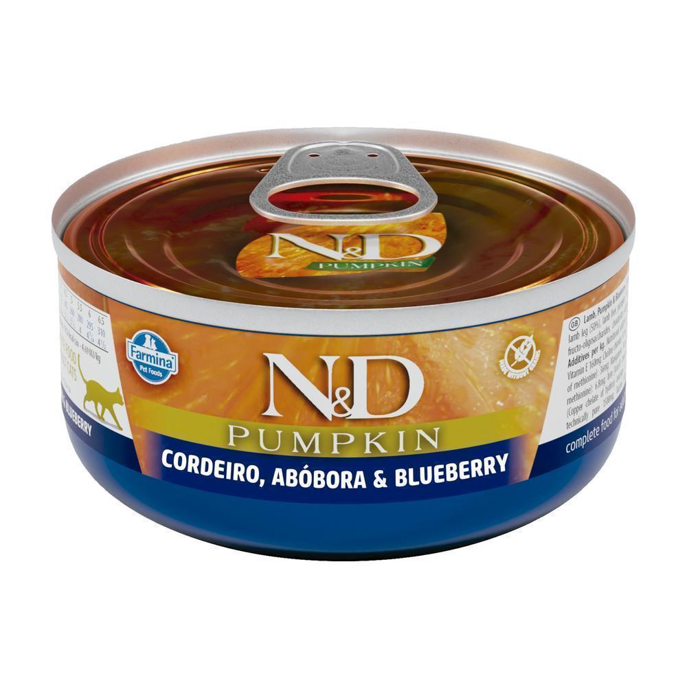 N&D Pumpkin para Gatos de Todas as Raças Sabor Abóbora, Cordeiro e Blueberry 70g