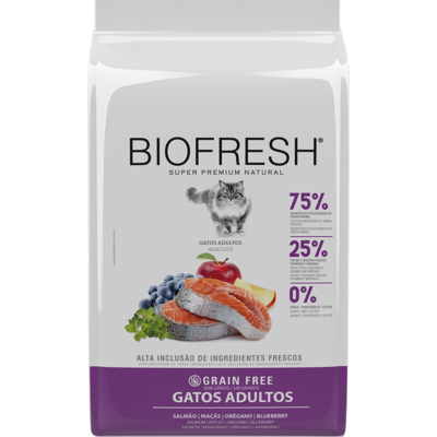 Ração Seca Biofresh Salmão, Maçãs, Orégano e Blueberry para Gatos Adultos - 400 g