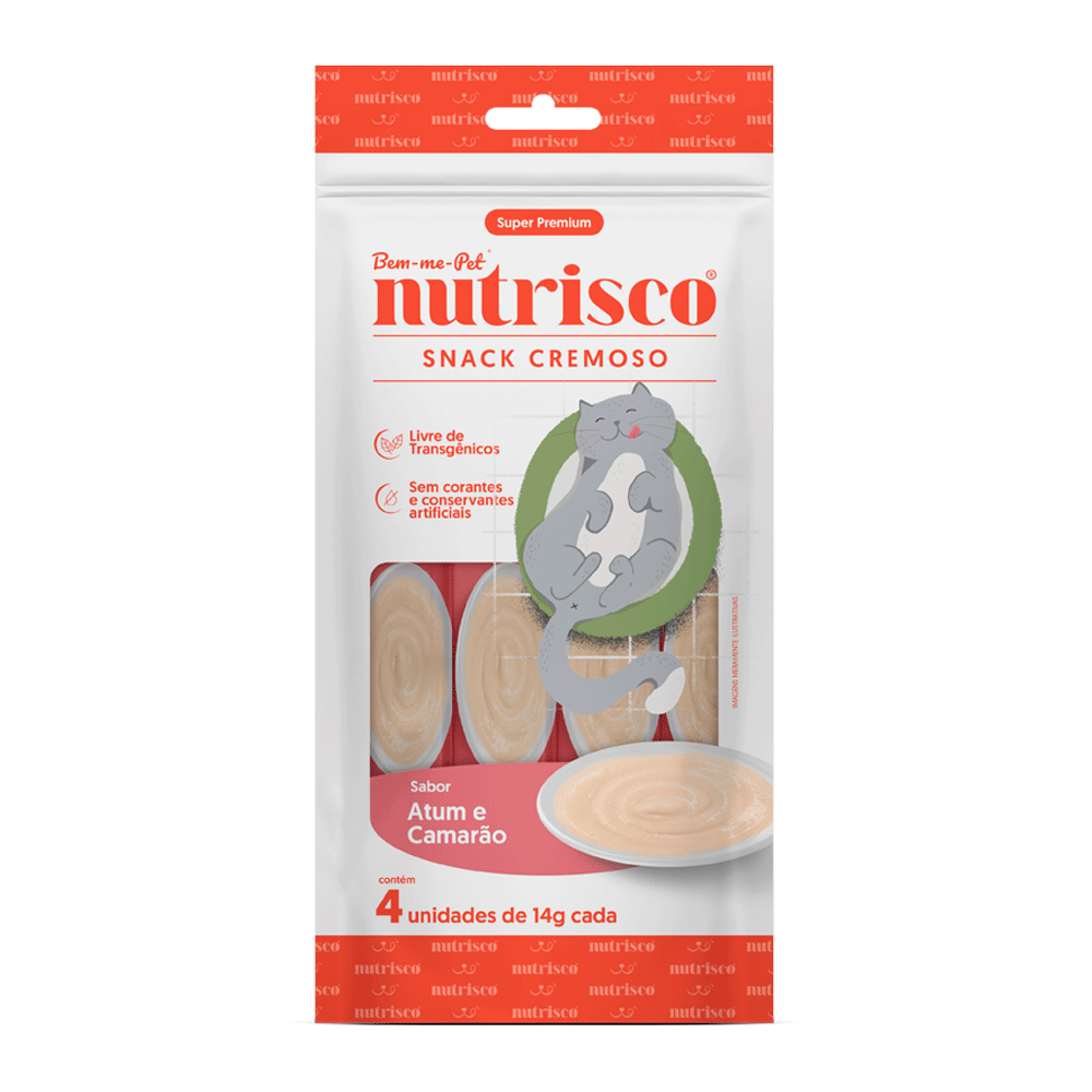 Snack Cremoso Nutrisco para Gatos Adultos Sabor Atum e Camarão 56g