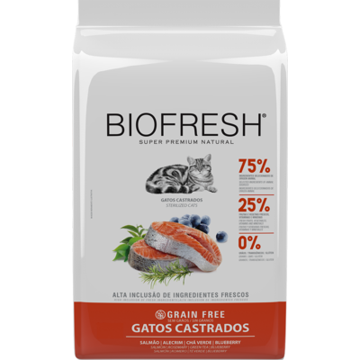 Ração Seca Biofresh Salmão, Alecrim, Chá Verde e Blueberry para Gatos Castrados - 400 g