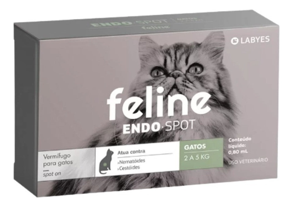 Vermífugo Labyes Feline Endospot para Gatos de 2 a 5kg