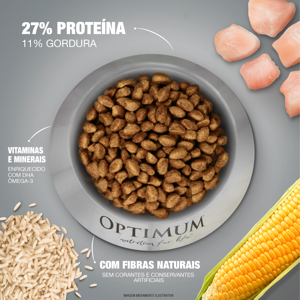 Ração Optimum para Cães Filhotes Raças Pequenas e Minis Sabor Frango e Arroz 1kg